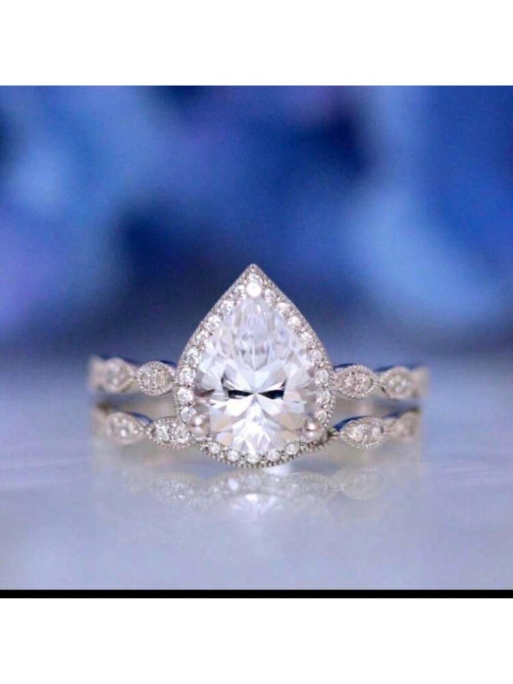 New Silver plated cz engagement style ring set
